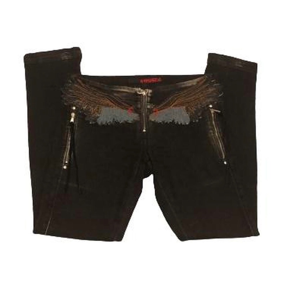 Miss sixty size 30 low rise skinny jeans in black with Angel wings design